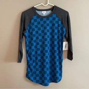 NWT, LulaRoe Randy Top/Shirt, Blue/Gray, Size S